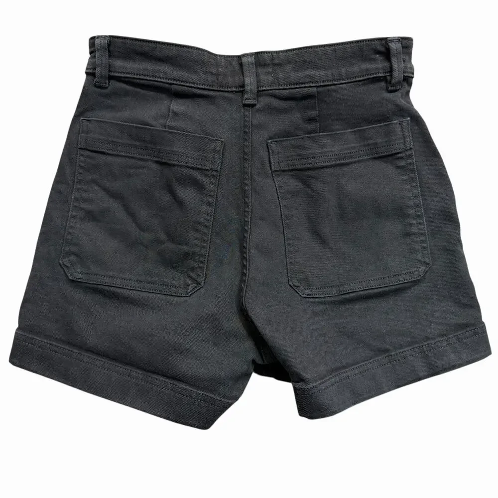 Everlane Women’s Black Chino Shorts High Rise Cotton Twill Sz 2 - Picture 6 of 7